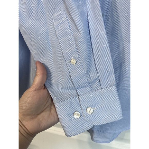 Michael Kors Shirt Large Button Down Classic Fit Blue Patterned Cotton Business - Picture 5 of 11